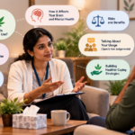 Therapist speaking with a client about cannabis use in a calm setting