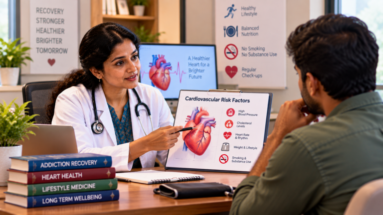 Doctor discussing cardiovascular risk with a patient in recovery